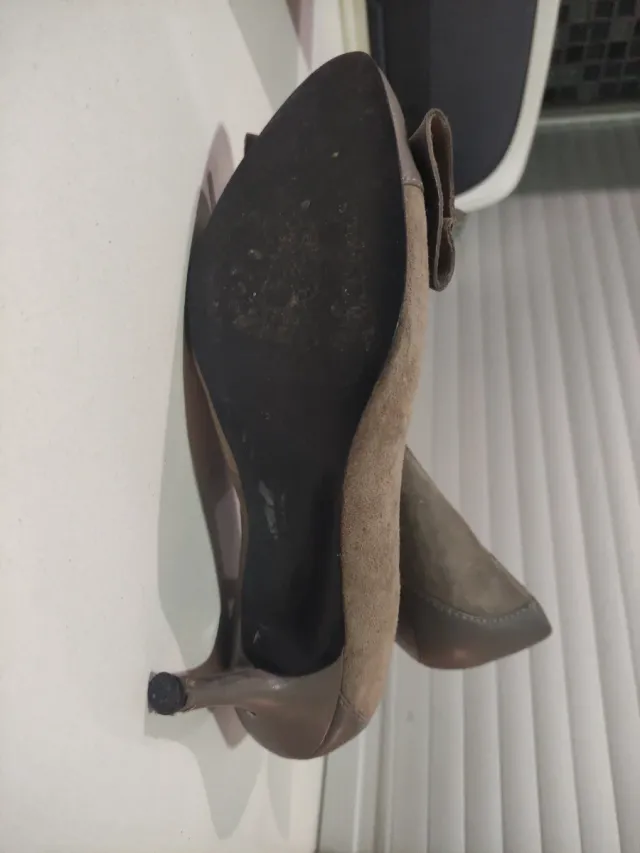 Zapatos Zara Piel Talla 38 Gris