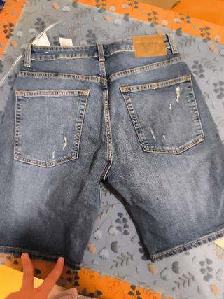 Pull&Bear Pantalones Cortos Vaqueros y Beige