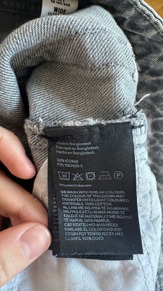 Pantalón vaquero gris talle alto wide leg