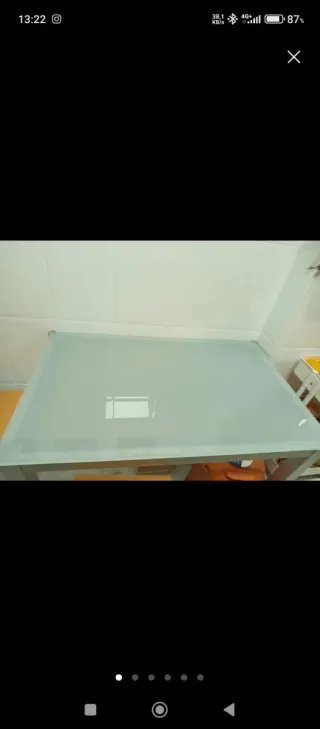 Mesa de cocina cristal y metal