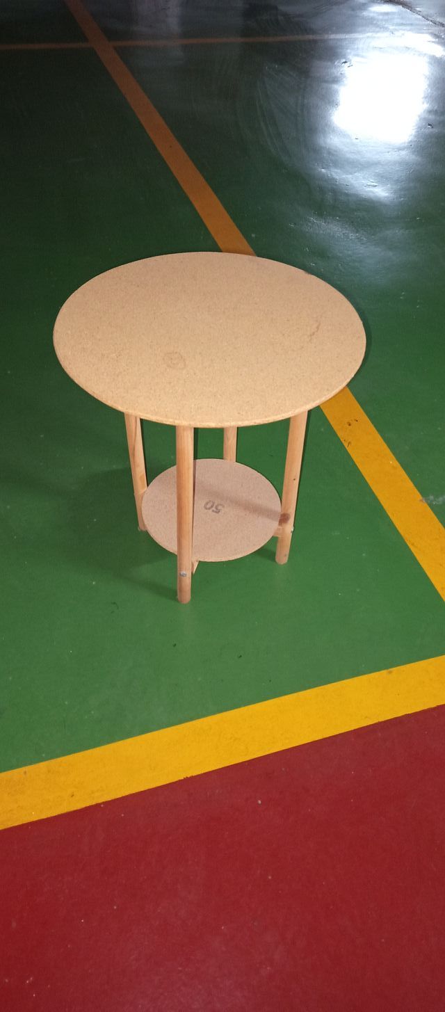 Mesa camilla redonda con falda y cristal