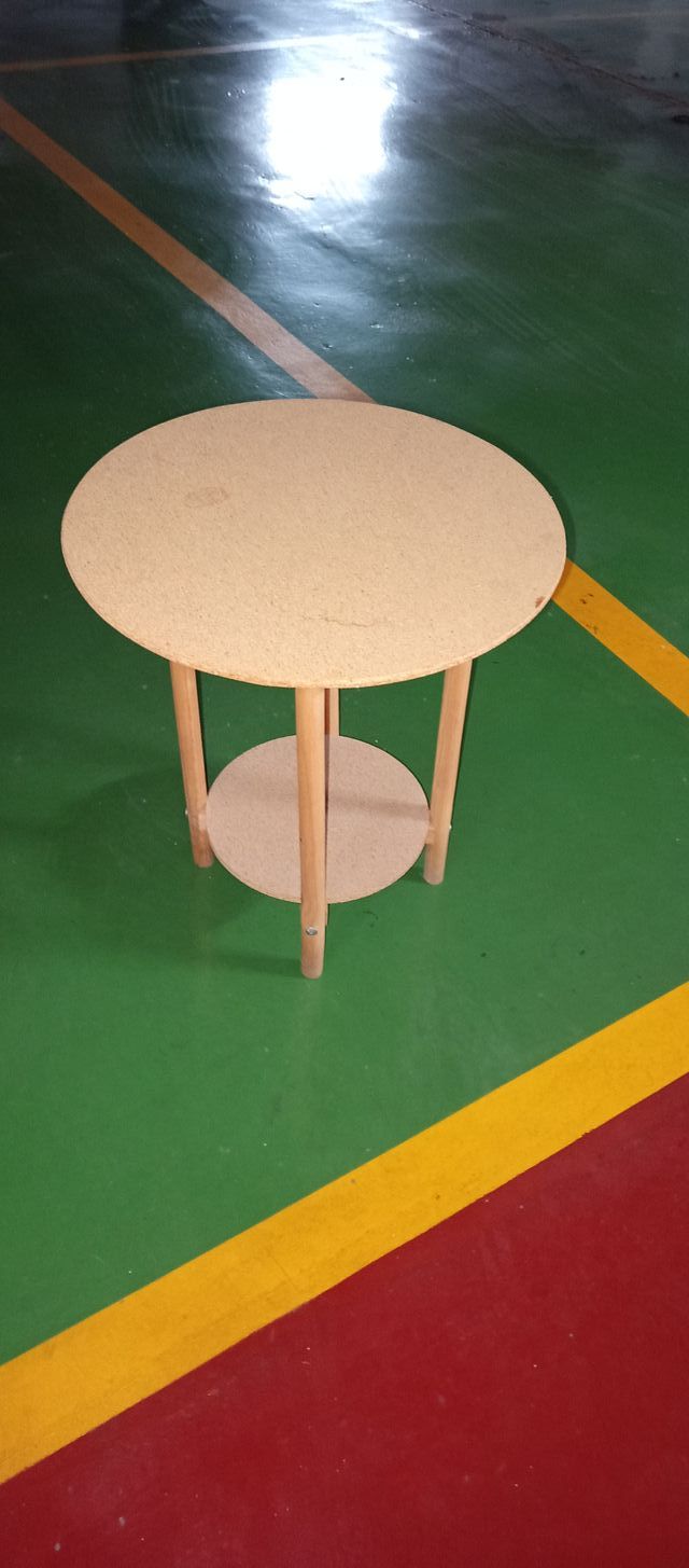 Mesa camilla redonda con falda y cristal