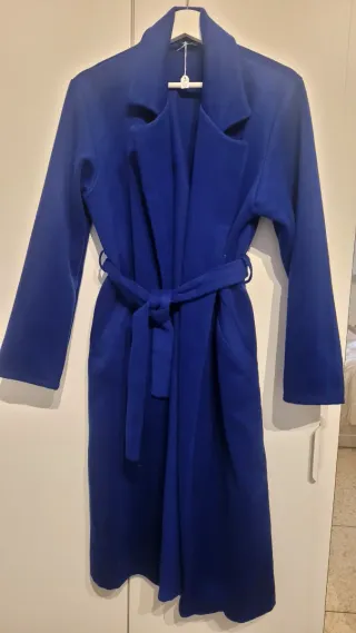Abrigo largo azul mujer