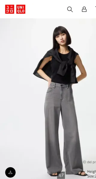 Pantalón campana Uniqlo gris