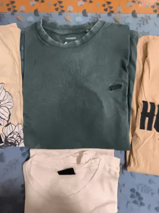 Lote 4 Camisetas (2 Beige, Verde, Blanca)