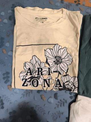 Lote 4 Camisetas (2 Beige, Verde, Blanca)