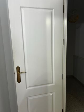 Puerta blanca interior con manilla dorada