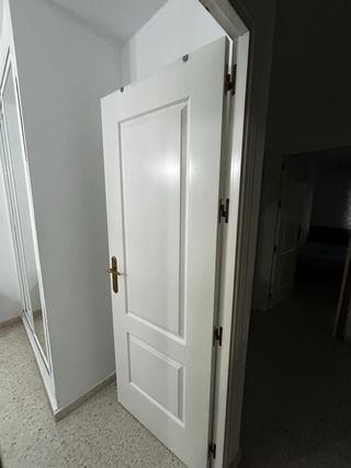 Puerta blanca interior con manilla dorada