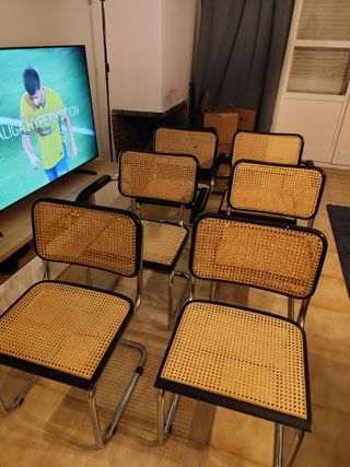 6 Sillas Cesca originales Ratán y Metal