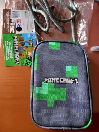Borsa a tracolla Minecraft grigia e verdi