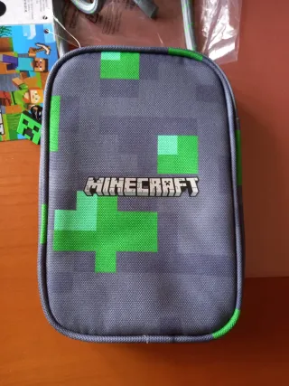 Borsa a tracolla Minecraft grigia e verdi