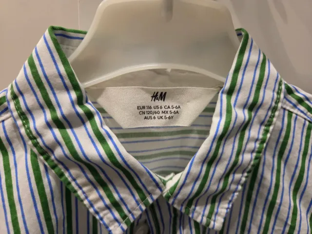 Camisa H&M Rayas Verdes y Blancas