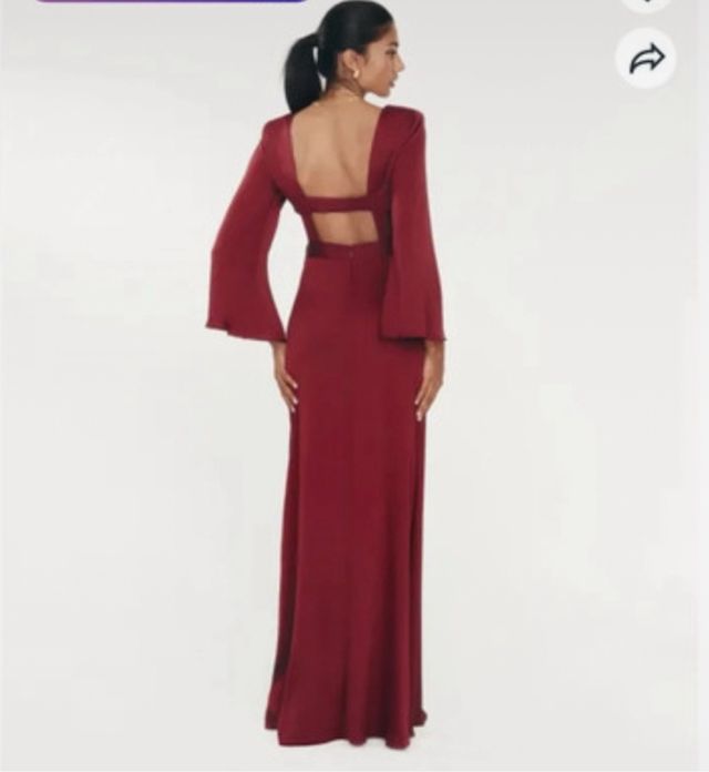 Vestido largo invitada boda sin usar, burdeos.