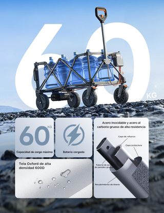 Carretilla playa campo Plegable y eléctrica