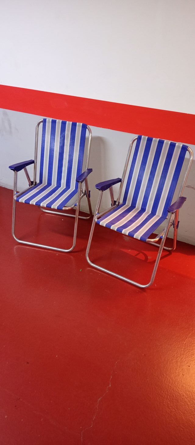 2 Sillas plegables de playa de aluminio