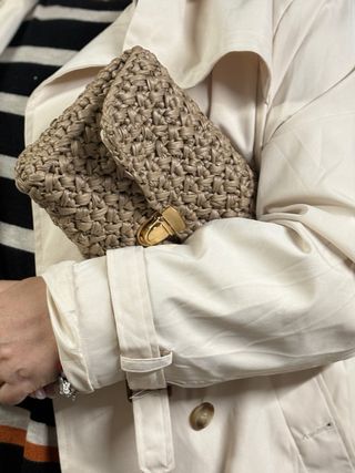 Borsa artigianale Mondial beige e oro