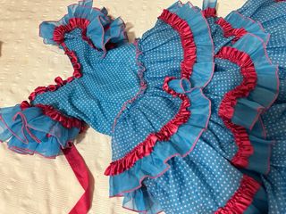 Traje Flamenca Niña Azul y Rosa para niña , 6-8año