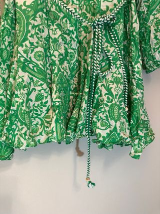 Vestido corto Zara verde y blanco