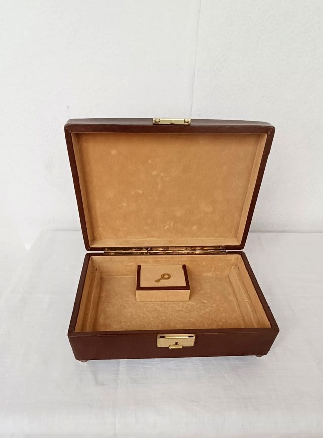 Joyero Caja Música Vintage Marrón Dorado