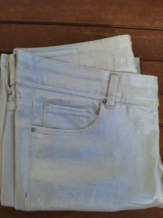 Pantalones Massimo Dutti plateados