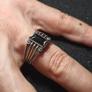 Anello Argento 925 Pietra Nera