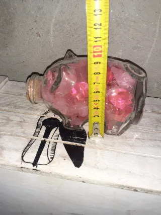 Hucha con forma de cerdito, hecha de cristal ver