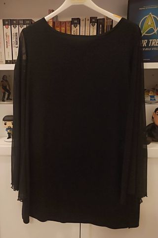 Mini Abito Vestito Nero Vintage Maniche Rete M