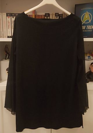 Mini Abito Vestito Nero Vintage Maniche Rete M