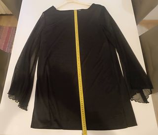 Mini Abito Vestito Nero Vintage Maniche Rete M