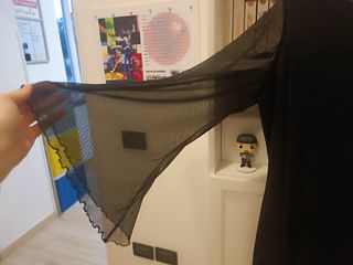 Mini Abito Vestito Nero Vintage Maniche Rete M