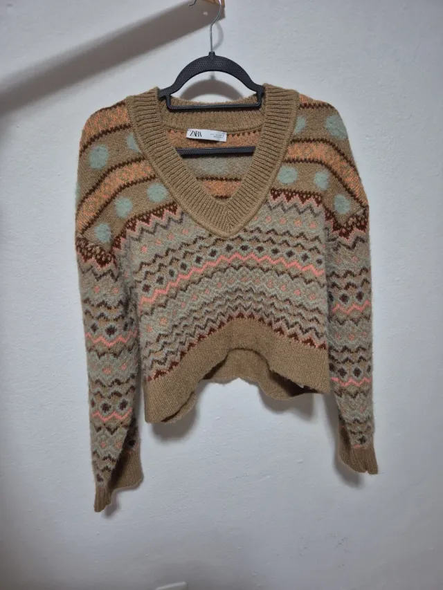 Jersey Zara punto estampado multicolor