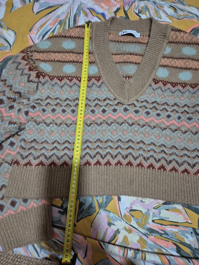 Jersey Zara punto estampado multicolor