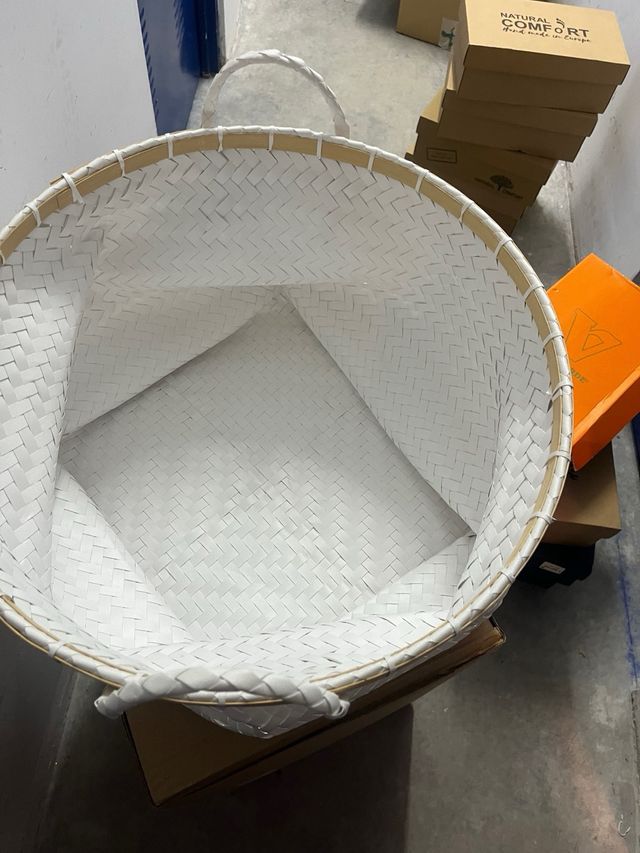 Capazo blanco ratán sintético con asas