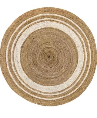 Tappeto rotondo in juta beige e marrone