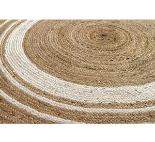 Tappeto rotondo in juta beige e marrone