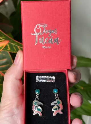 Conjunto Joyas Tucán Plata 950 Piedras Variadas