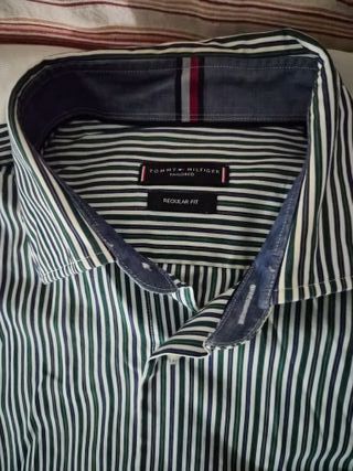 Camisa Tommy Hilfiger Rayas Verde Blanco