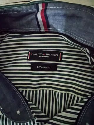 Camisa Tommy Hilfiger Rayas Verde Blanco