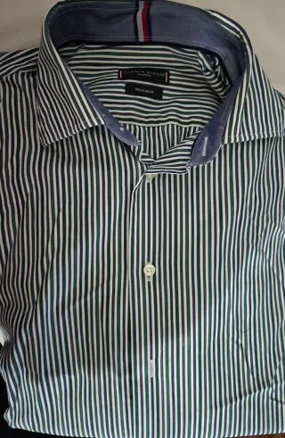 Camisa Tommy Hilfiger Rayas Verde Blanco