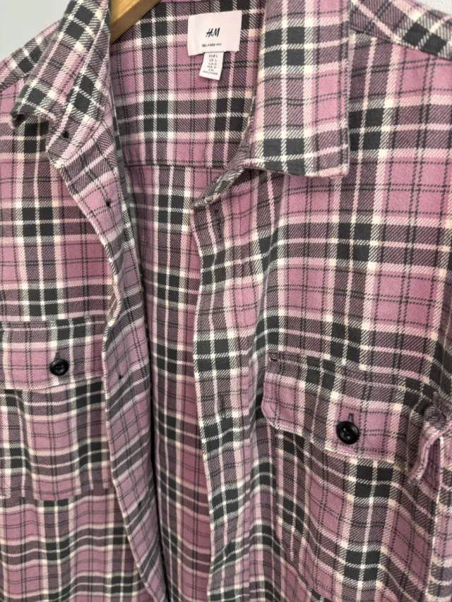 Sobrecamisa H&M Cuadros Rosa Talla L