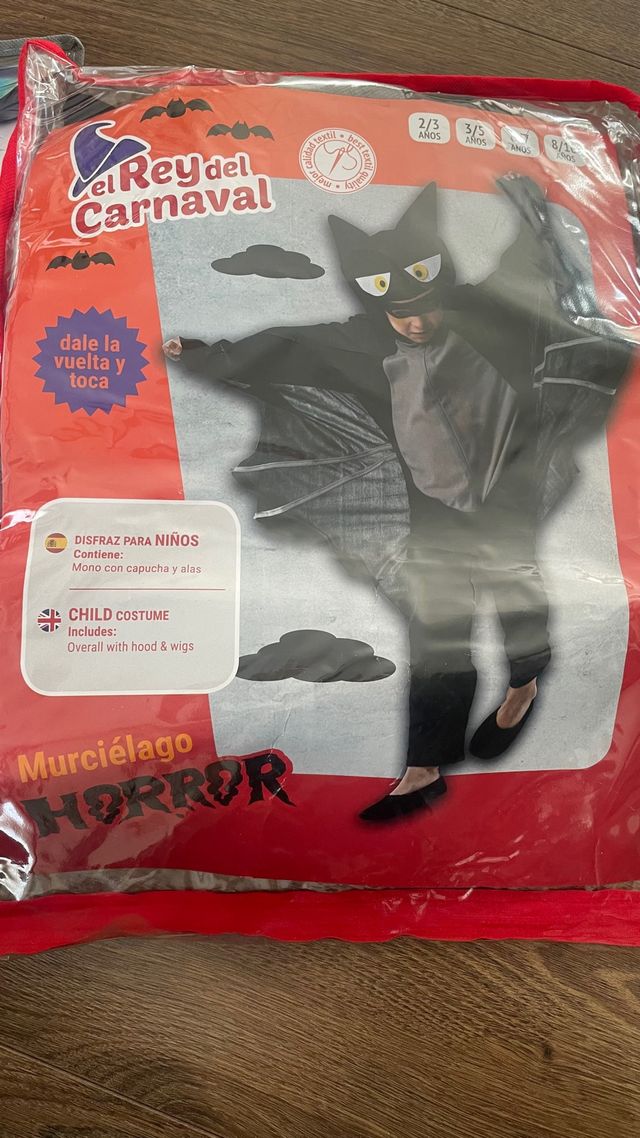 Disfraz Murciélago Carnaval Niño Talla 6-7