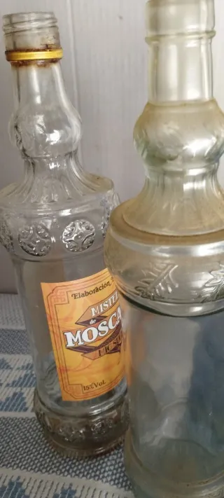 Conjunto 7 botellas cristal antiguas