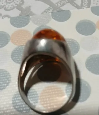 Anillo Plata Ley Ámbar Natural, vintage. 