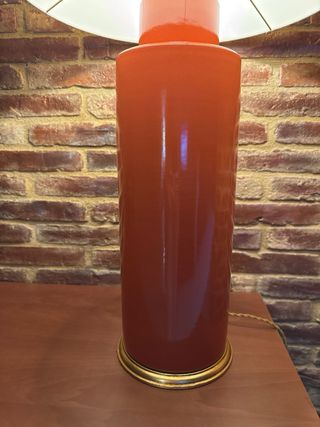 Lámpara cerámica esmaltada naranja y marrón