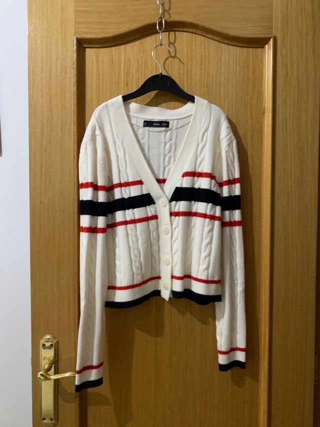 Chaqueta Mango Mujer Rayas Roja