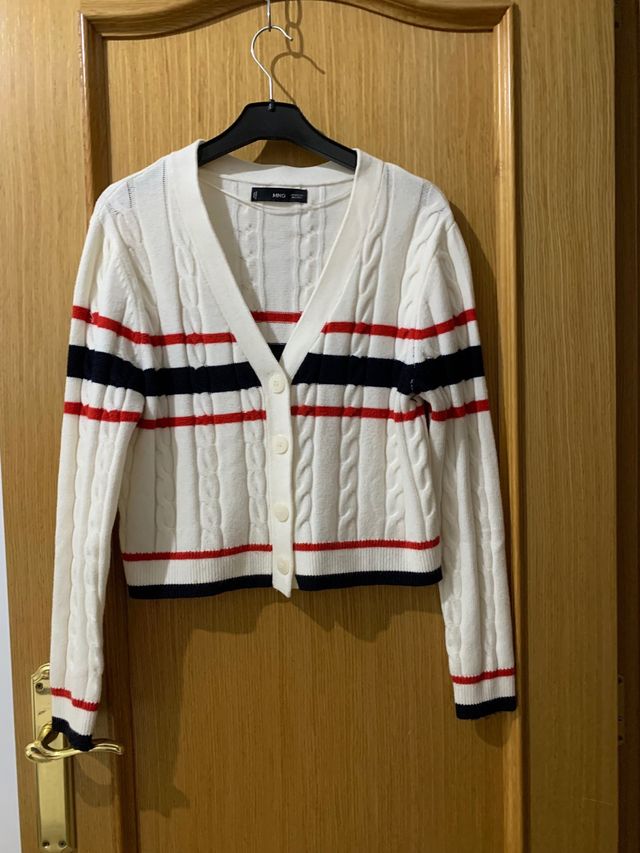 Chaqueta Mango Mujer Rayas Roja