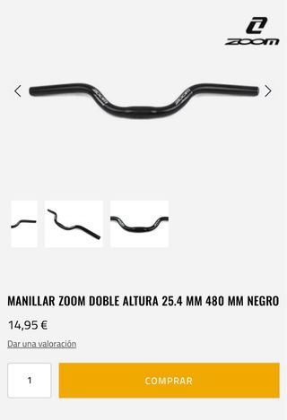 Manillar Zoom Doble Altura 25,4mm 480mm