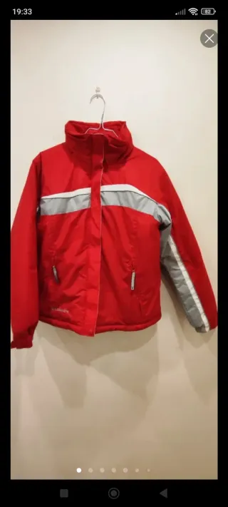 Abrigo Columbia Rojo y Plateado