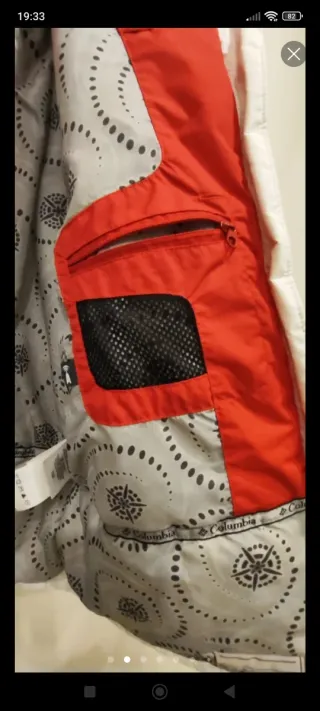 Abrigo Columbia Rojo y Plateado