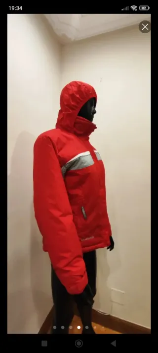 Abrigo Columbia Rojo y Plateado